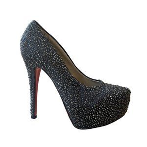 Crystal Embellished Platform Stiletto High Heels with Red Bottoms Size 36
